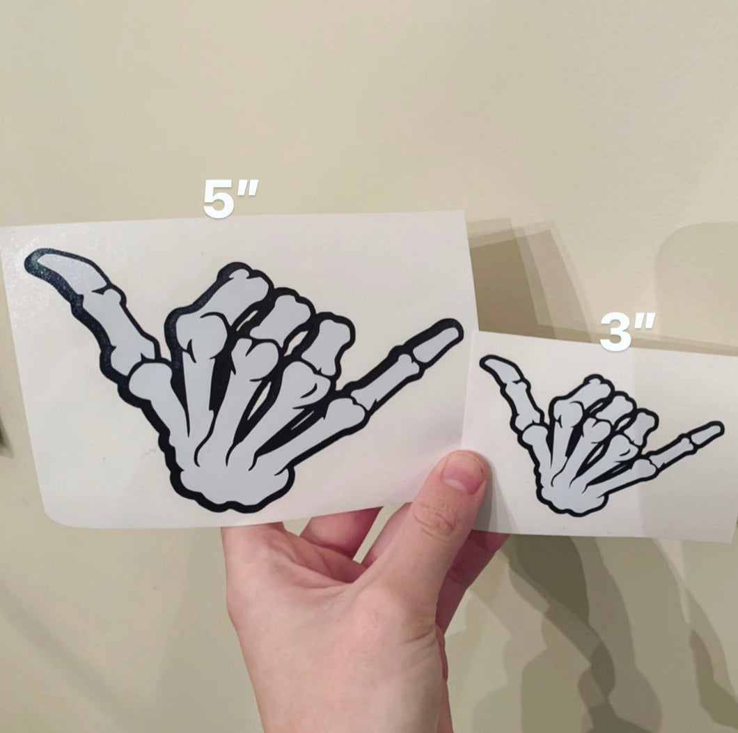 Skeleton Hand Weatherproof Vinyl Decal Sticker - customizable sizes