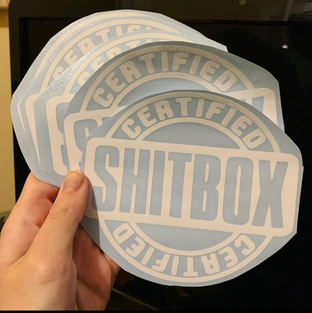 Weatherproof vinyl decal - Shitbox, Customizable colors